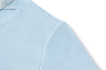13DE MARZO Cross-Over Collar Button-Strap T-shirt Blue