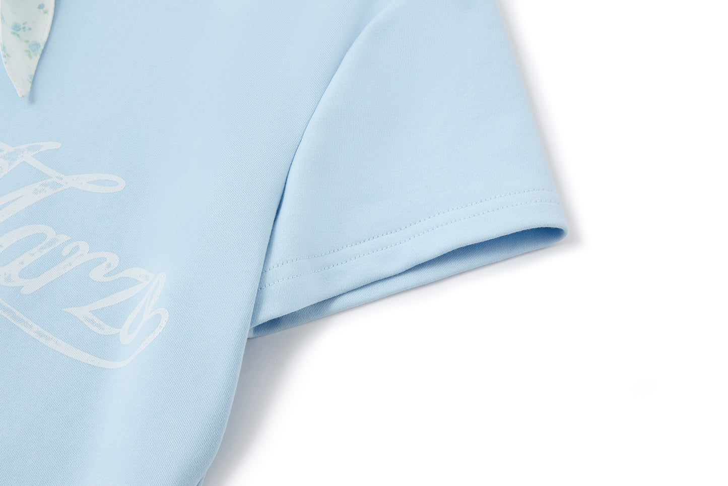 13DE MARZO Cross-Over Collar Button-Strap T-shirt Blue