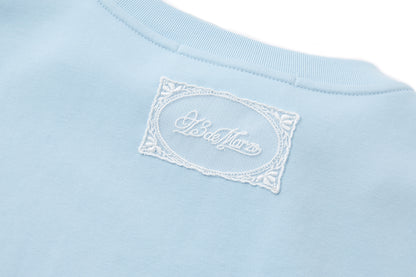13DE MARZO Cross-Over Collar Button-Strap T-shirt Blue