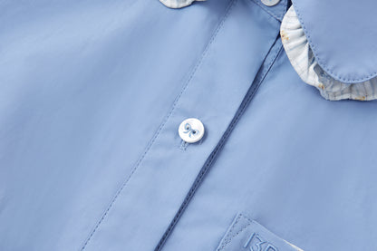 13DE MARZO Smocked Ruffle Trim Blouse