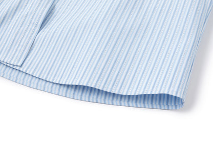 13DE MARZO Stripe Shirt with Rhinestone Bear Brooch Blue