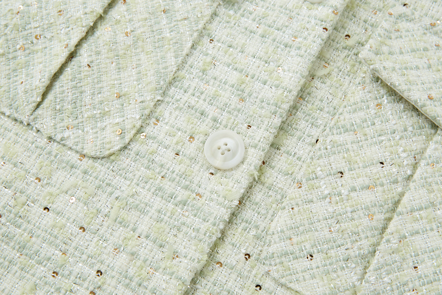 13DE MARZO All-Over Bear Print Tweed Shirt Jacket Green
