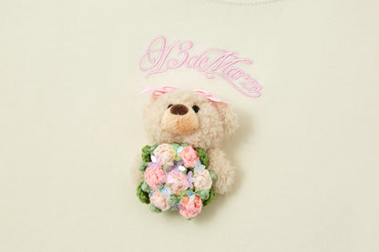 13DE MARZO Bouquet Bear Print T-shirt Yellow