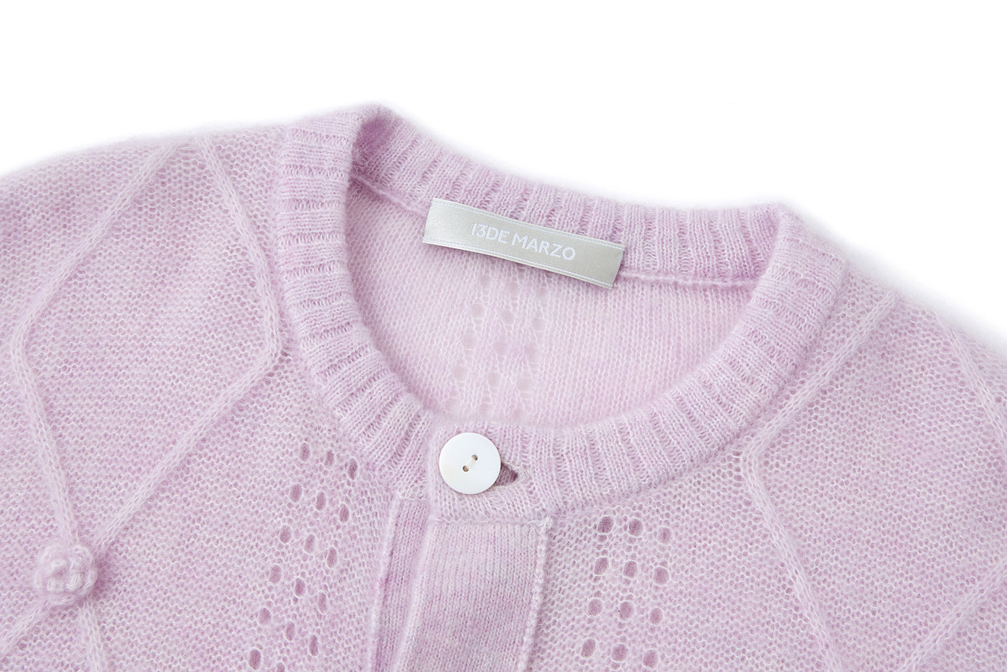13DE MARZO Semi-Sheer Floral Cardigan Purple