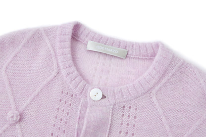 13DE MARZO Semi-Sheer Floral Cardigan Purple