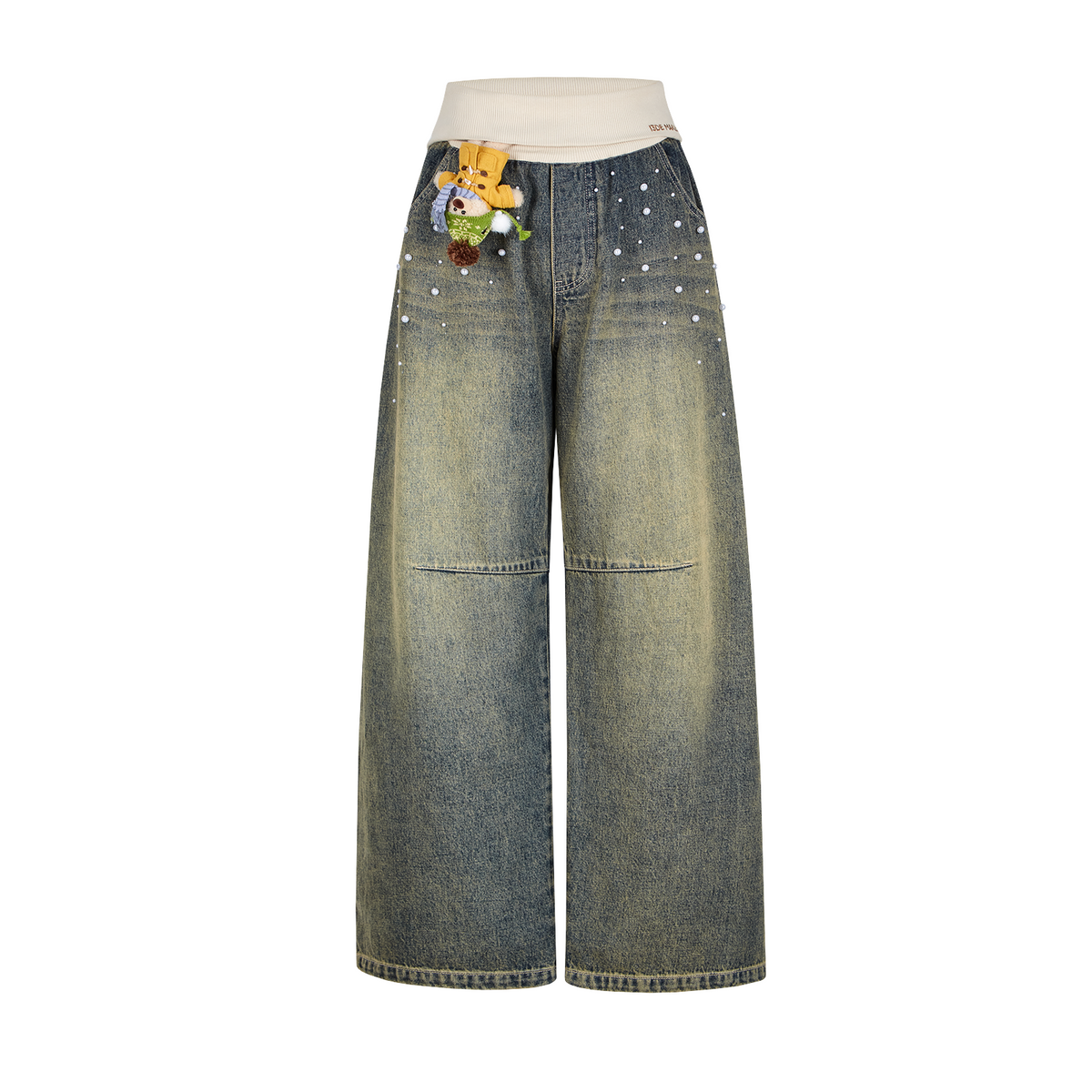 13DE MARZO Snow Bear Beaded Pants Blue