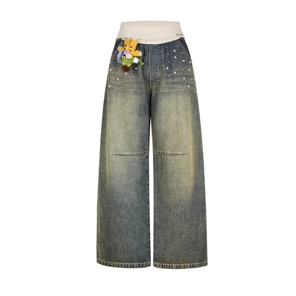 13DE MARZO Snow Bear Beaded Pants Blue