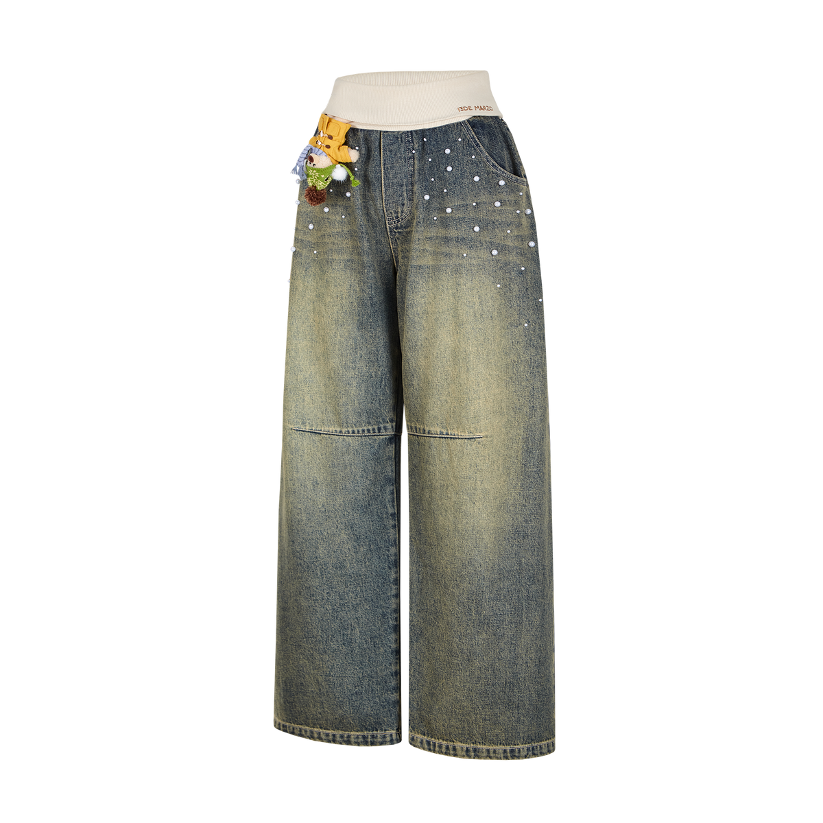 13DE MARZO Snow Bear Beaded Pants Blue