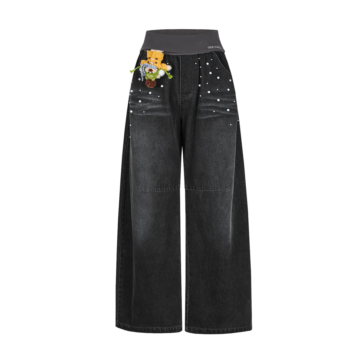 13DE MARZO Snow Bear Beaded Pants Black