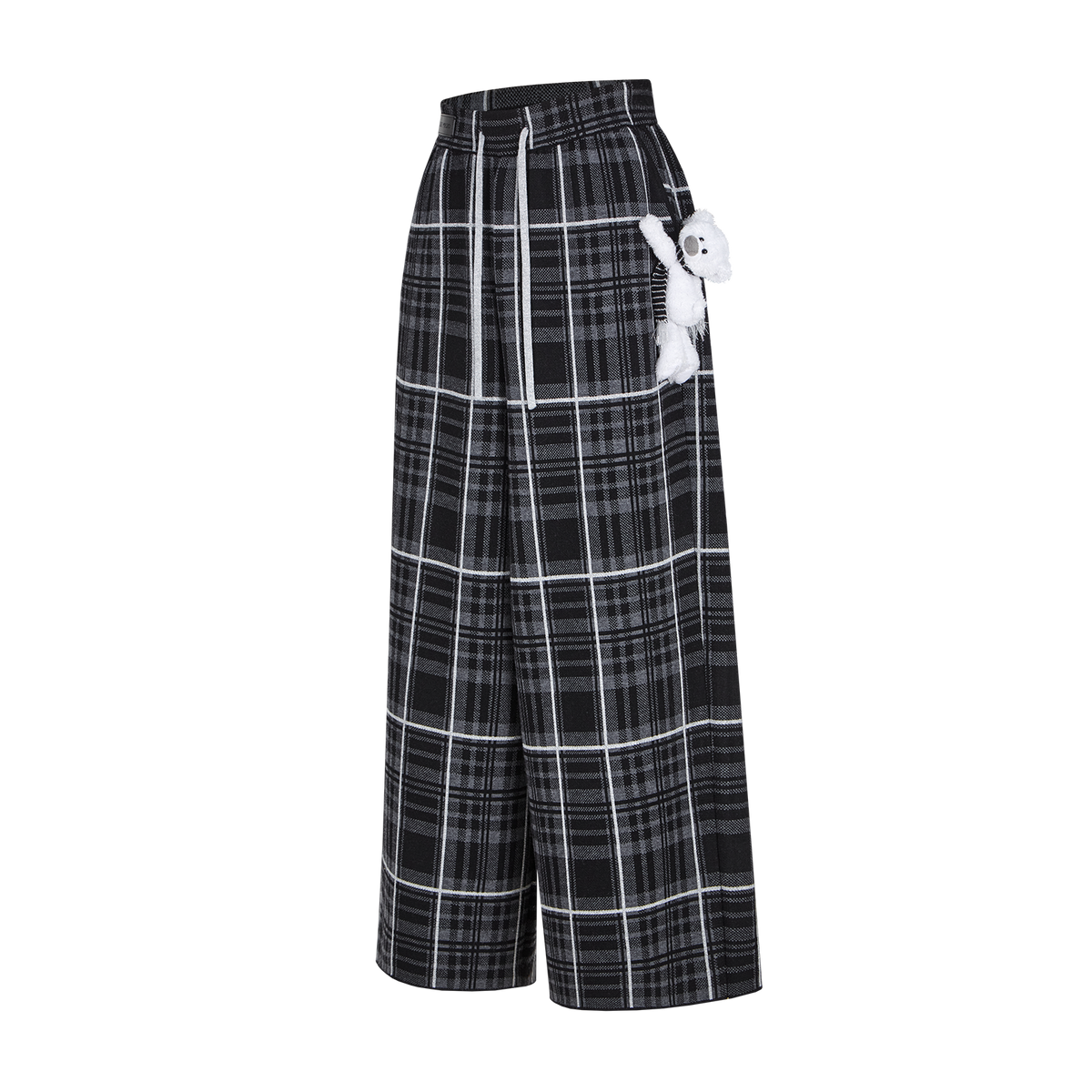 13DE MARZO Knit Jacquard Plaid Pants Black