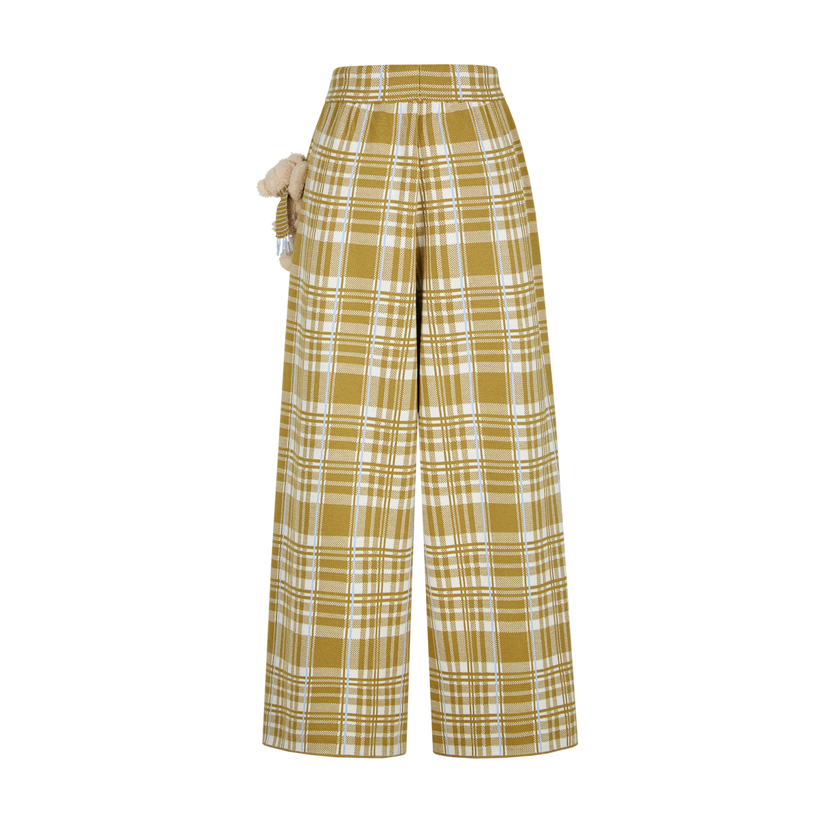 13DE MARZO Knit Jacquard Plaid Pants Yellow