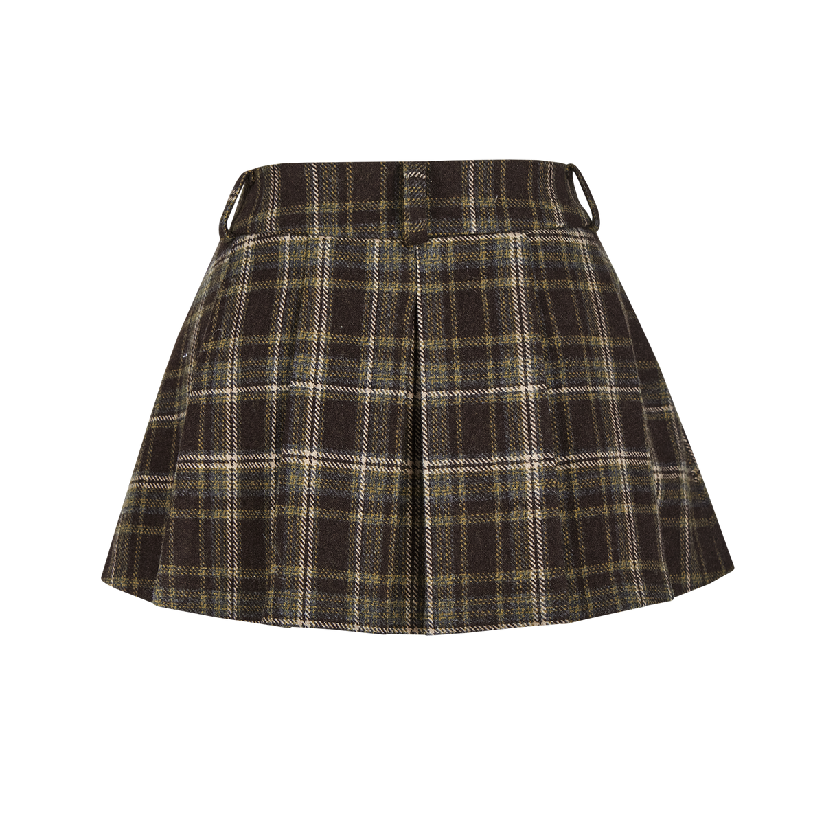 13DE MARZO Doozoo Wool Pleated Skirt Brown