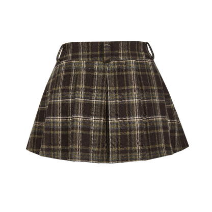 13DE MARZO Doozoo Wool Pleated Skirt Brown