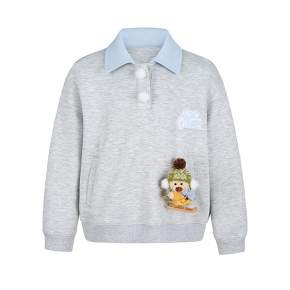 13DE MARZO Sled BabyBear Polo Collar Sweatshirt Grey