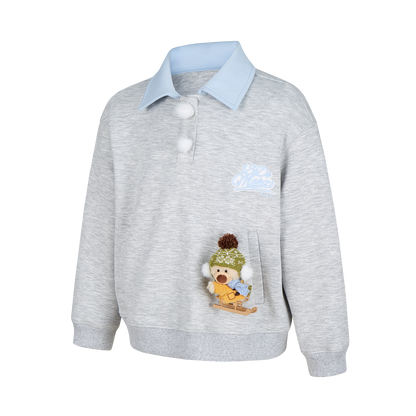 13DE MARZO Sled BabyBear Polo Collar Sweatshirt Grey