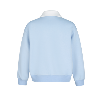 13DE MARZO Sled BabyBear Polo Collar Sweatshirt Blue