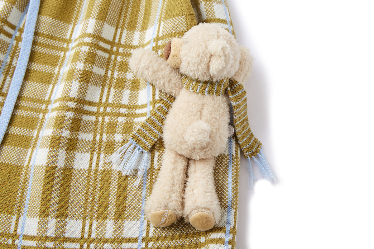 13DE MARZO Knit Jacquard Plaid Pants Yellow