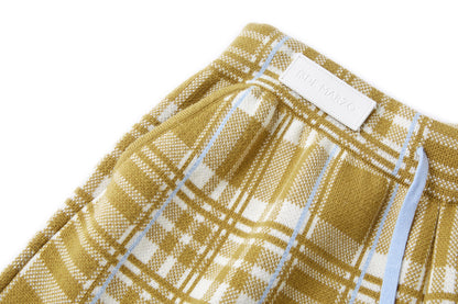 13DE MARZO Knit Jacquard Plaid Pants Yellow