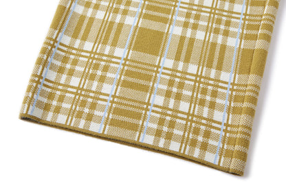 13DE MARZO Knit Jacquard Plaid Pants Yellow