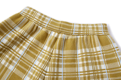 13DE MARZO Knit Jacquard Plaid Pants Yellow