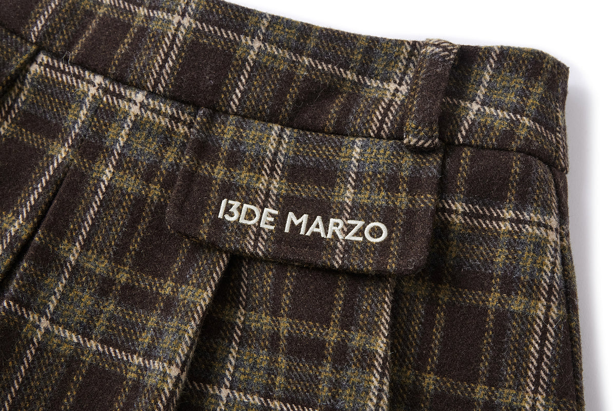 13DE MARZO Doozoo Wool Pleated Skirt Brown