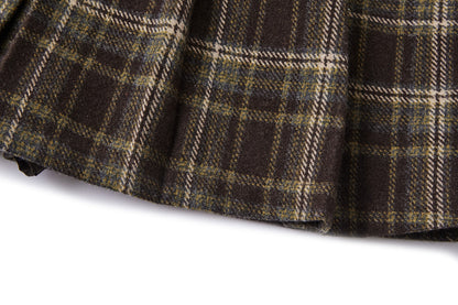 13DE MARZO Doozoo Wool Pleated Skirt Brown