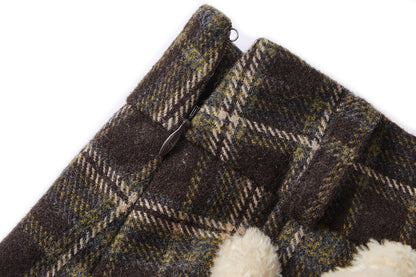 13DE MARZO Doozoo Wool Pleated Skirt Brown