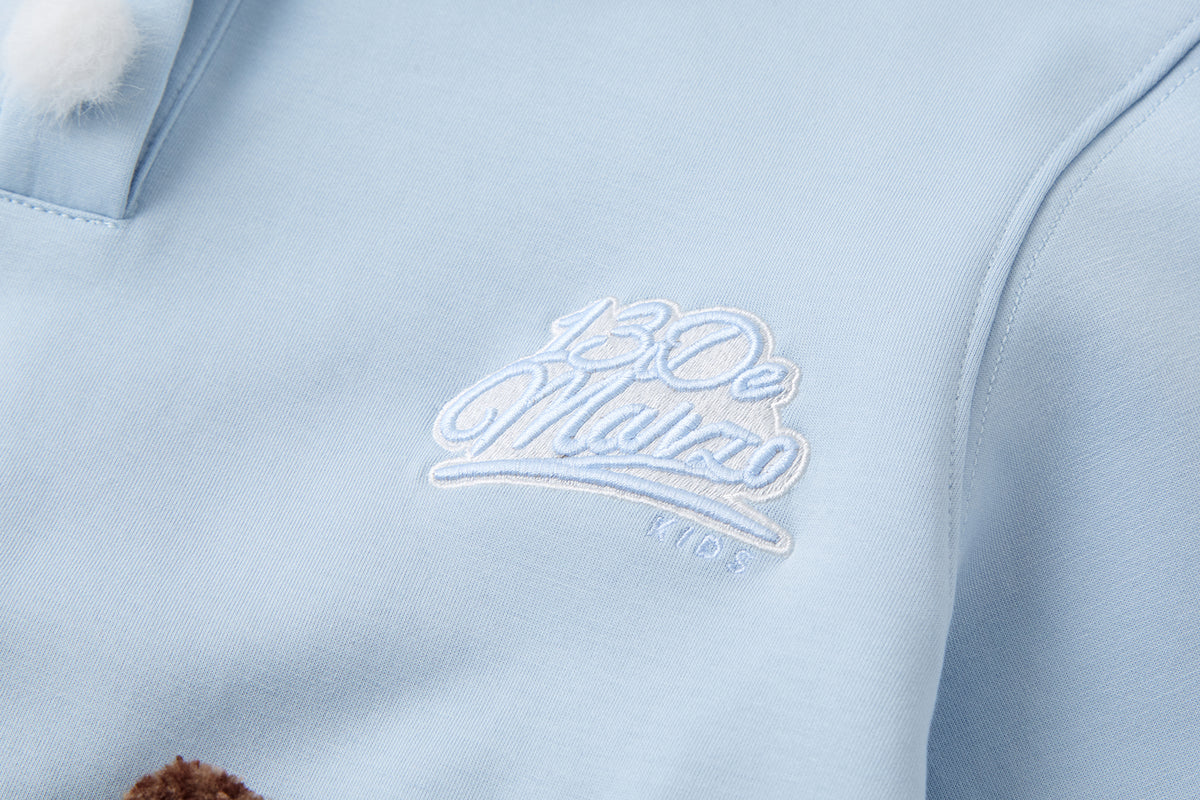 13DE MARZO Snow Bear Polo Stripe Knit Top Blue