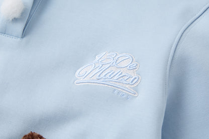 13DE MARZO Snow Bear Polo Stripe Knit Top Blue