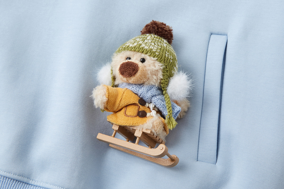13DE MARZO Snow Bear Polo Stripe Knit Top Blue