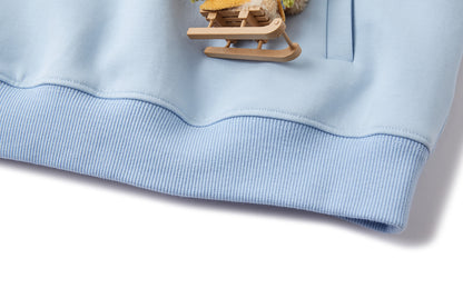 13DE MARZO Snow Bear Polo Stripe Knit Top Blue
