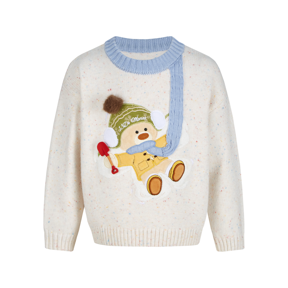 13DE MARZO Snow BabyBear Colorful Dot Scarf Sweater Beige - 13DE MARZO