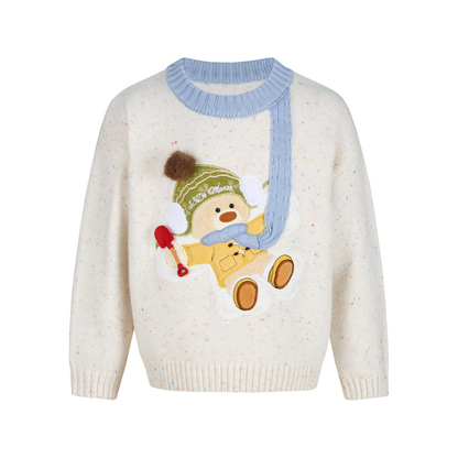 13DE MARZO Snow BabyBear Colorful Dot Scarf Sweater Beige - 13DE MARZO