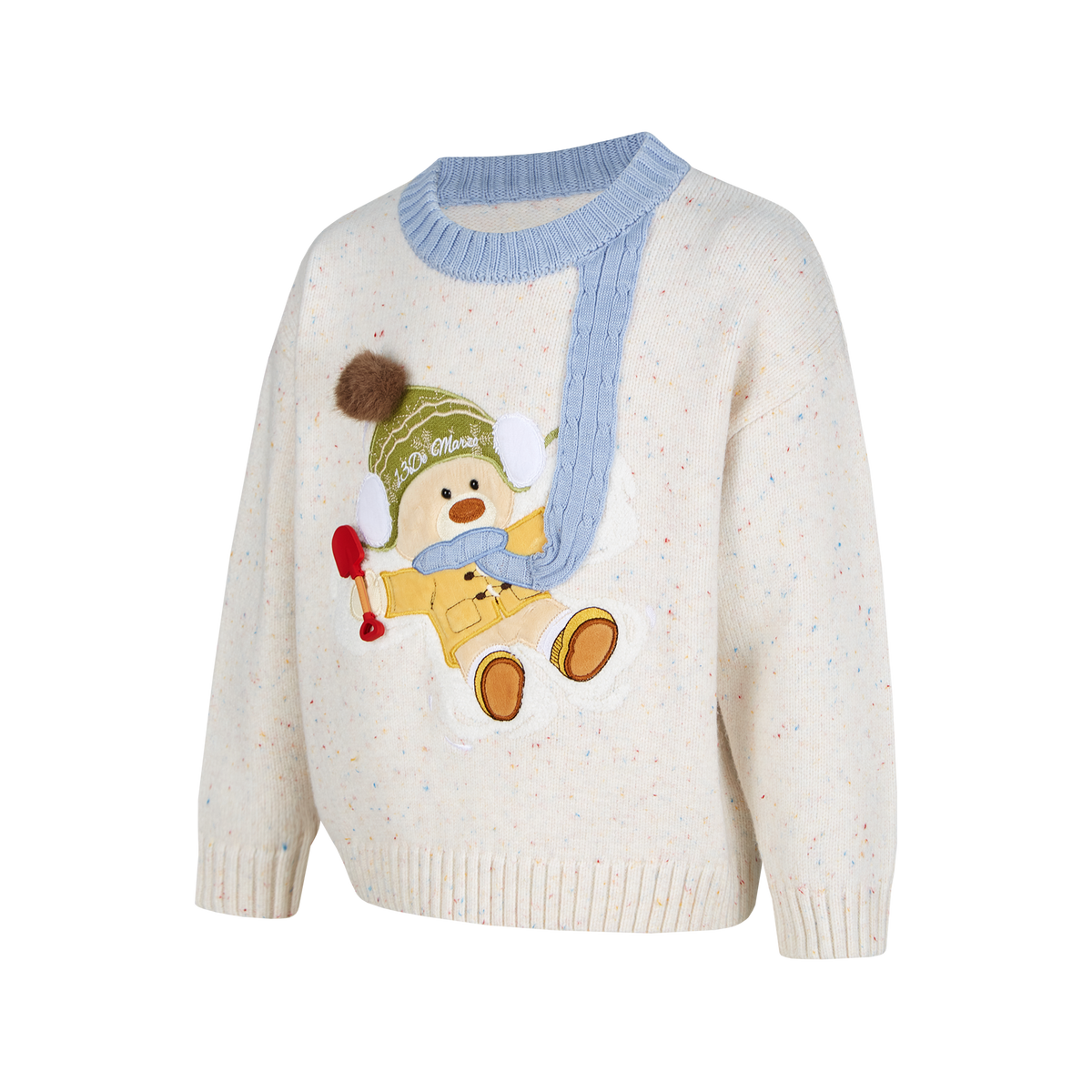 13DE MARZO Snow BabyBear Colorful Dot Scarf Sweater Beige - 13DE MARZO