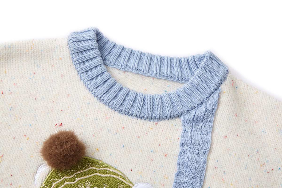 13DE MARZO Snow BabyBear Colorful Dot Scarf Sweater Beige - 13DE MARZO
