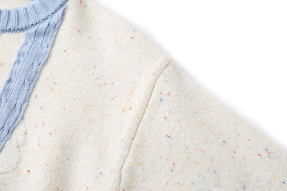 13DE MARZO Snow BabyBear Colorful Dot Scarf Sweater Beige - 13DE MARZO