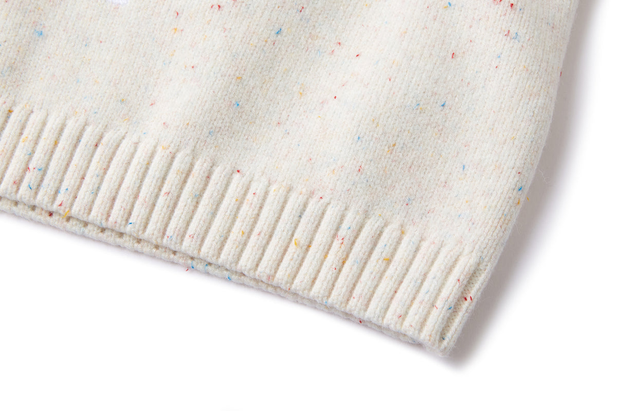13DE MARZO Snow BabyBear Colorful Dot Scarf Sweater Beige - 13DE MARZO