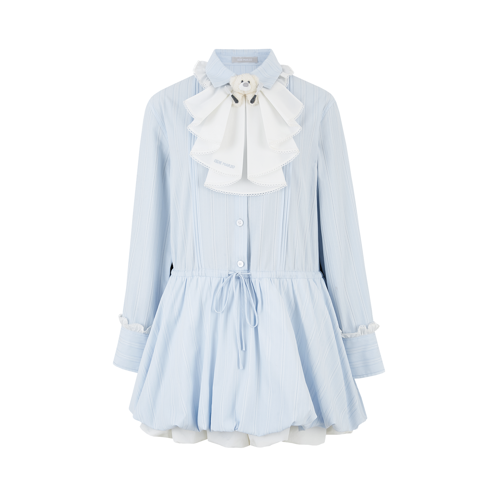 13DE MARZO Smocked Bouquet Sleeve Long Dress Blue - 13DE MARZO