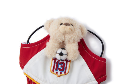13DE MARZO Soccer Bear Pet Hat Red