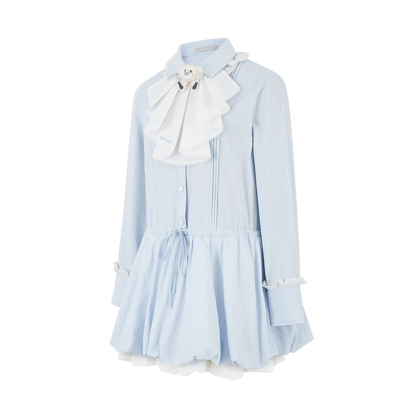 13DE MARZO Smocked Bouquet Sleeve Long Dress Blue - 13DE MARZO