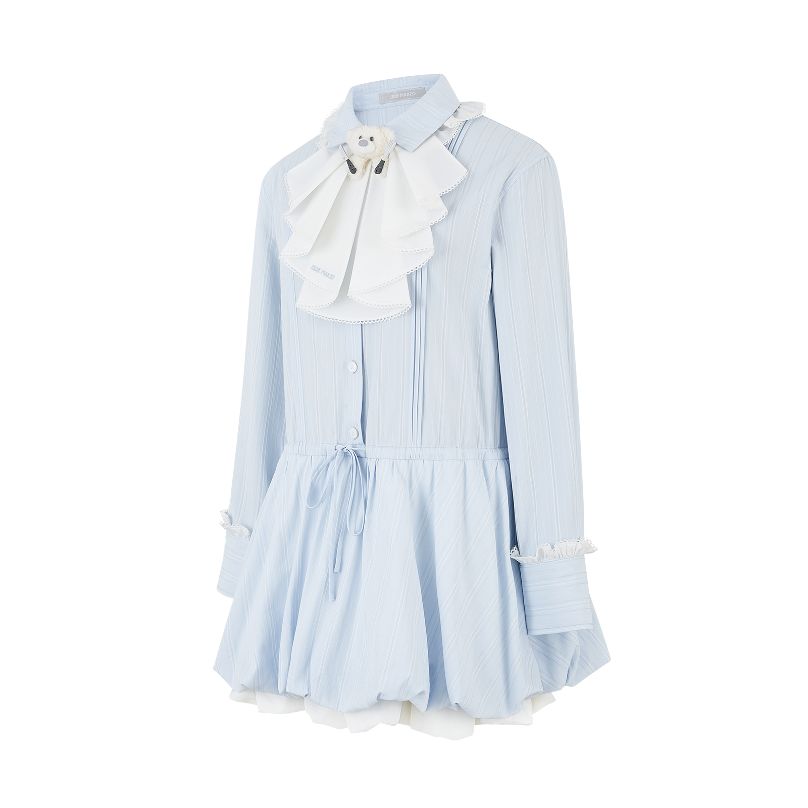 13DE MARZO Smocked Bouquet Sleeve Long Dress Blue - 13DE MARZO