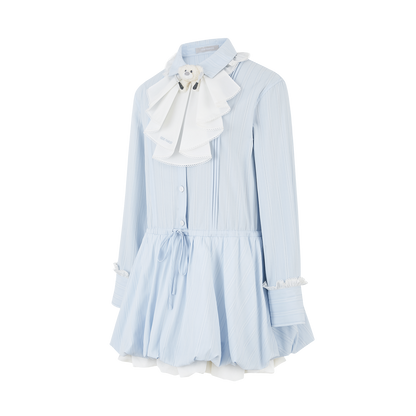 13DE MARZO Smocked Bouquet Sleeve Long Dress Blue - 13DE MARZO