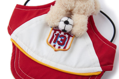 13DE MARZO Soccer Bear Pet Hat Red