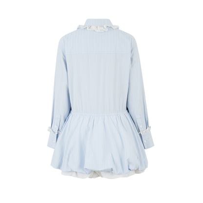 13DE MARZO Smocked Bouquet Sleeve Long Dress Blue - 13DE MARZO