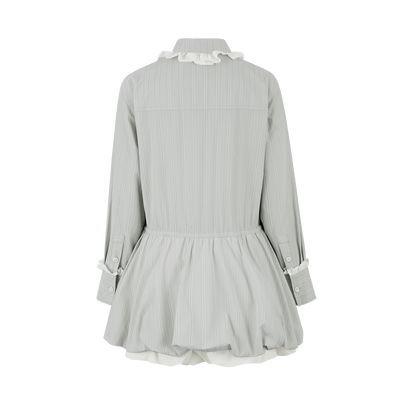 13DE MARZO Smocked Bouquet Sleeve Long Dress Grey - 13DE MARZO