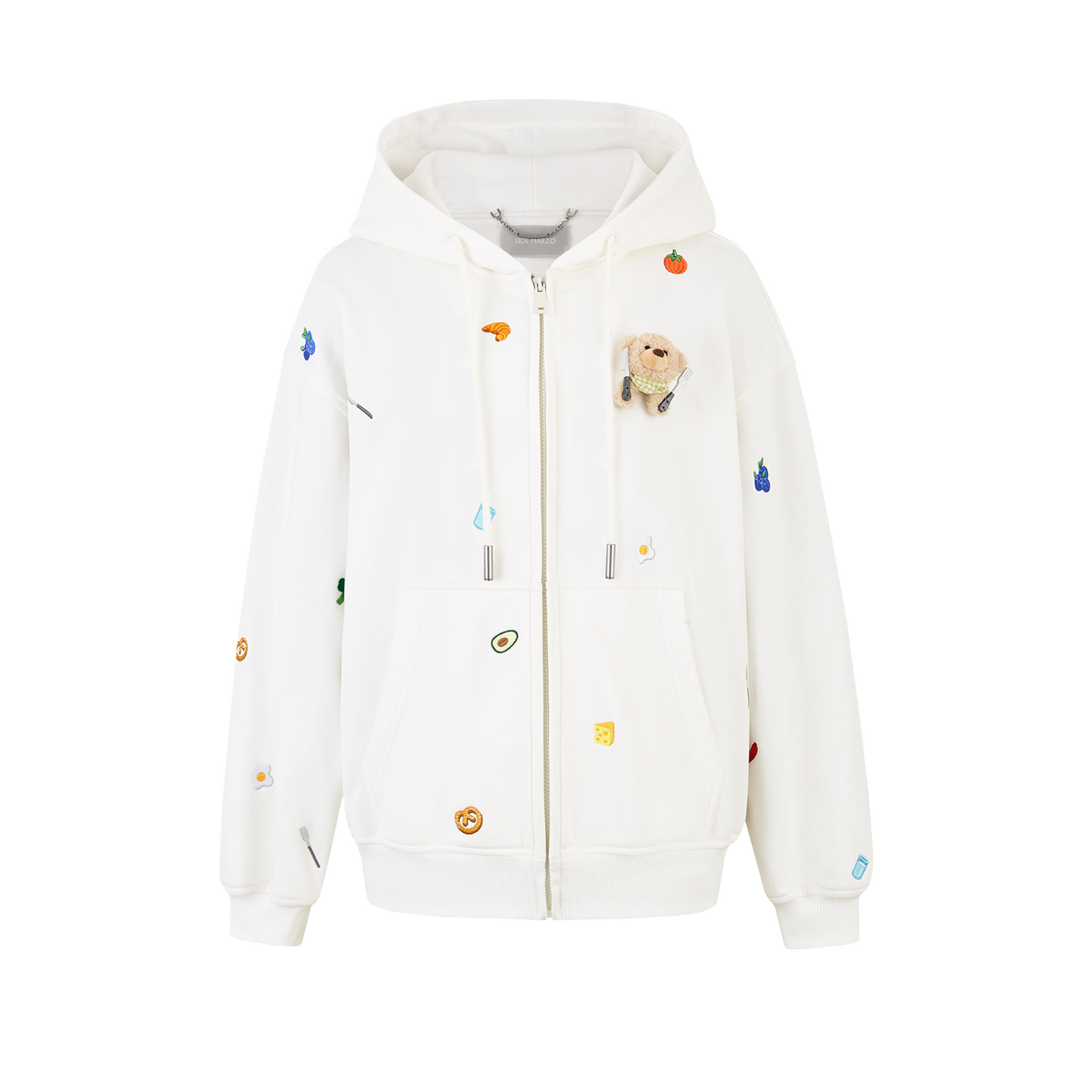 13DE MARZO Nutrition Breakfast Bear Hoodie White - 13DE MARZO