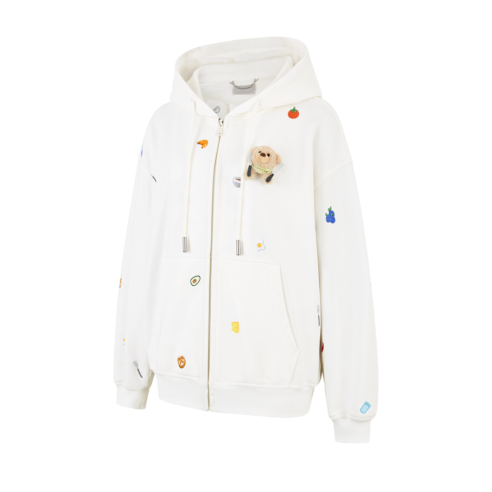 13DE MARZO Nutrition Breakfast Bear Hoodie White - 13DE MARZO