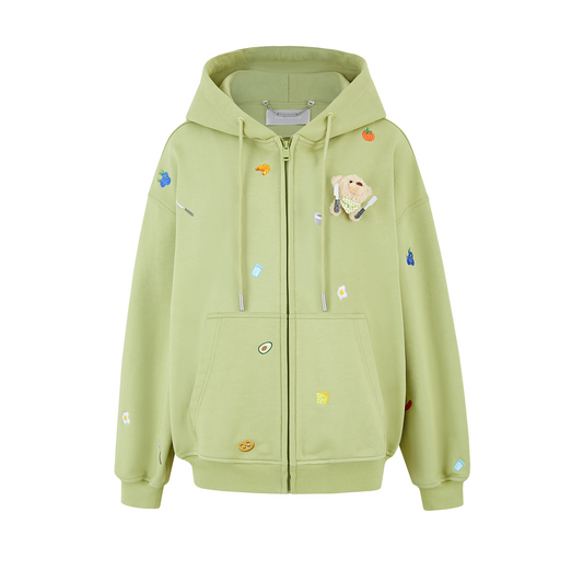 13DE MARZO Nutrition Breakfast Bear Hoodie Green - 13DE MARZO