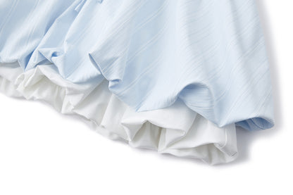 13DE MARZO Smocked Bouquet Sleeve Long Dress Blue - 13DE MARZO