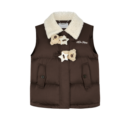 13DE MARZO Star Button Fur Collar Down Vest